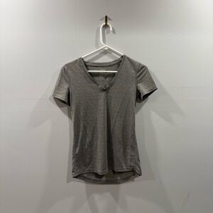 Gray V-Neck Women's Top